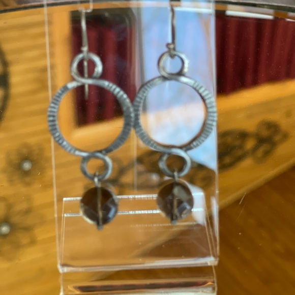 Signed Silpada 925 Sterling Silver Faceted Brown Smoky Quartz drop earrings - Picture 12 of 14